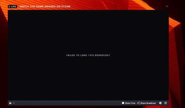 steam game awards failed to load this broadcast